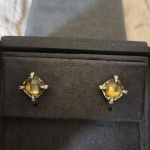 David Yurman Yellow and Silver Earrings with Classic Design